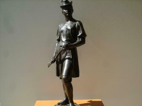 Alphonse de TOMBAY °1843-1918 jacht brons J. PETERMANN BXL, Antiek en Kunst, Kunst | Beelden en Houtsnijwerken, Ophalen