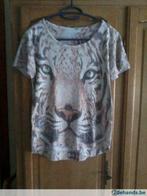 T shirt met tijger print maat 36 / 38, Kleding | Dames, Ophalen of Verzenden, Zo goed als nieuw, Maat 36 (S), Korte mouw