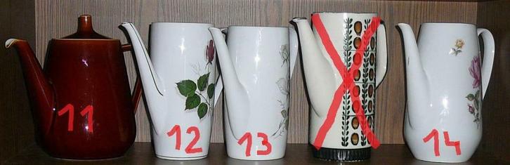 6 koffiepotten  (11 - 12 - 13 - 14- 15 - 16)  (m), Huis en Inrichting, Keuken | Servies, Ophalen of Verzenden