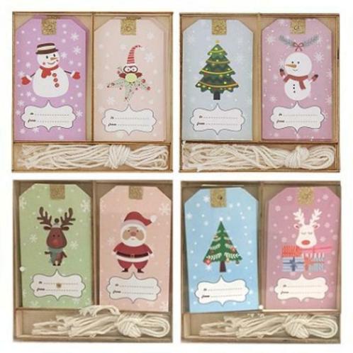 Kerst cadeaulabels naamkaartjes met touw 12 st, Divers, Noël, Neuf, Enlèvement ou Envoi