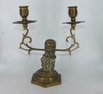 Paire de chandeliers en laiton lions assis Amsterdam, Antiquités & Art, Antiquités | Bronze & Cuivre, Enlèvement ou Envoi
