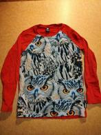 Wild longsleeve rode t-shirt lange mouwen uil uilen 134-140, Ophalen of Verzenden, Gebruikt, Jongen of Meisje, Shirt of Longsleeve