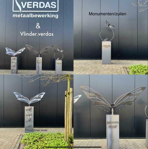 Monument -tuindecoratie ter nagedachtenis (vlinder), Tuin en Terras, Tuinbeelden, Nieuw, Metaal, Ophalen of Verzenden