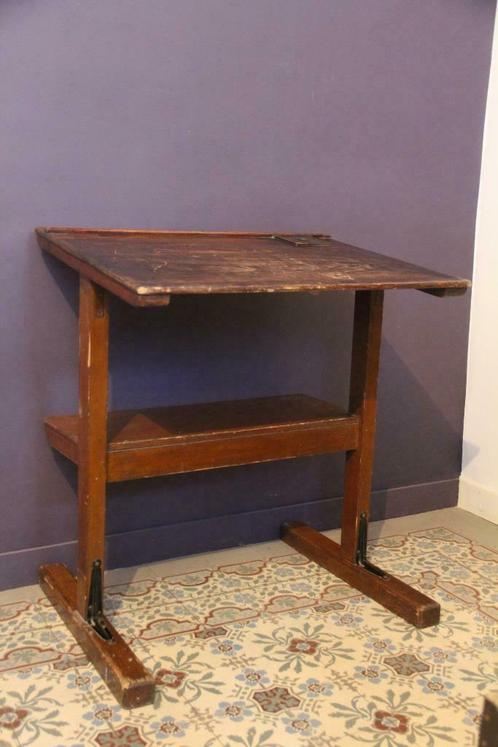 Pupitre d'écolier ancien, bureau enfant vintage, Kinderen en Baby's, Kinderkamer | Tafels en Stoelen, Gebruikt, Tafel(s), Ophalen