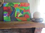 Schilderij olieverf op doek surrealistisch dorp door Sameer, Antiek en Kunst, Ophalen of Verzenden