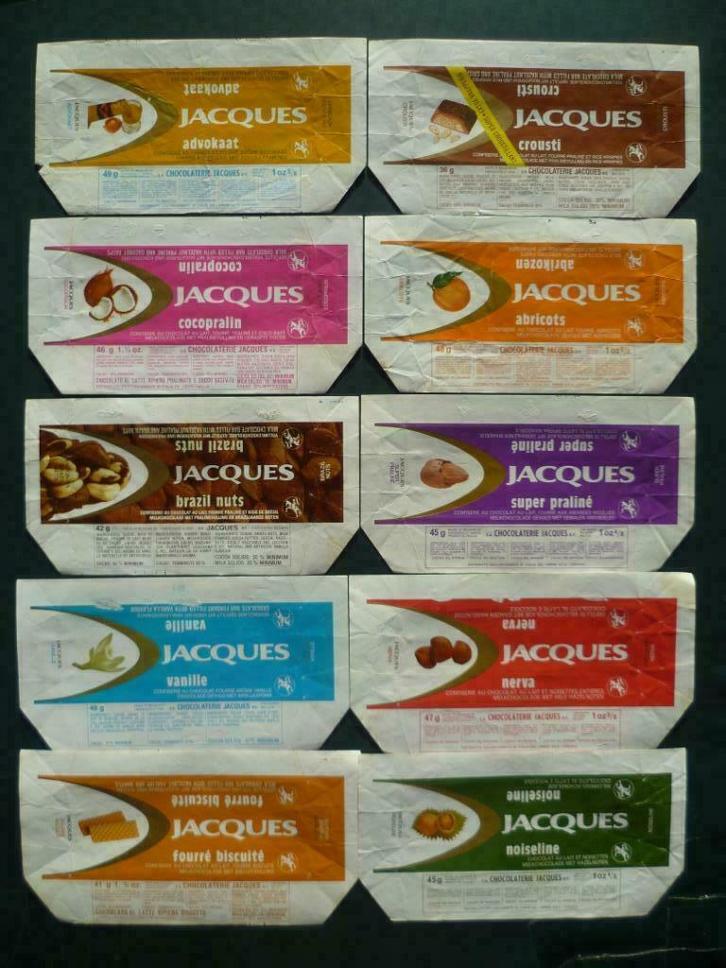 chocolade Jacques  chocolat x 10 emballage wikkels omslagen, Collections, Collections Autre, Utilisé, Enlèvement ou Envoi