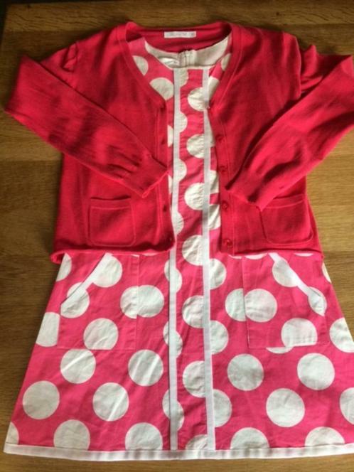Blue bay kleedje fuchsia witte bollen 12 jaar+gilet Blue bay, Kinderen en Baby's, Kinderkleding | Maat 152, Zo goed als nieuw