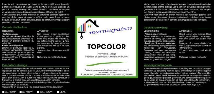 VERF  ACRYLCOLOR // TOPCOLOR  // PRIMER MUUR PLAFOND, Doe-het-zelf en Bouw, Verf, Beits en Lak, Nieuw, Verf, 5 tot 10 liter, Overige kleuren