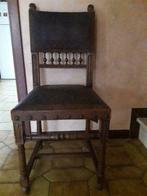 Chaise très ancienne bois et cuir, Maison & Meubles, Chaises, Brun, Enlèvement, Utilisé, Cuir