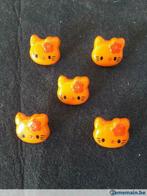 oranje fancy buttons 18 mm Hello Kitty hoofdvorm B1831Q, Hobby en Vrije tijd, Nieuw, Ophalen of Verzenden