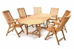 Luxe 7-Delige Teakhouten Zitgroep. Tafel Met 7 Klap-Stoelen, Tuin en Terras, Tuinsets en Loungesets, Ophalen of Verzenden, Nieuw