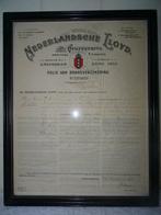 Antieke lijst Polis 1912 Nederlandsche Lioyd antiek curiosa, Ophalen of Verzenden
