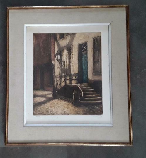 Ets ingang huis 316/350 door Albert Geudens (1869-1949), Antiek en Kunst, Kunst | Etsen en Gravures, Ophalen of Verzenden
