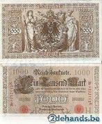 Bankbiljet Deutsches Reich (Berlin - 1910) - 1000 Mark, Postzegels en Munten, Munten | Europa | Euromunten, Verzenden