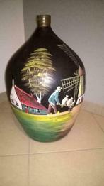 GROTE glazen beschilderde dame Jeanne fles/gistfles, vintage, Antiek en Kunst, Ophalen