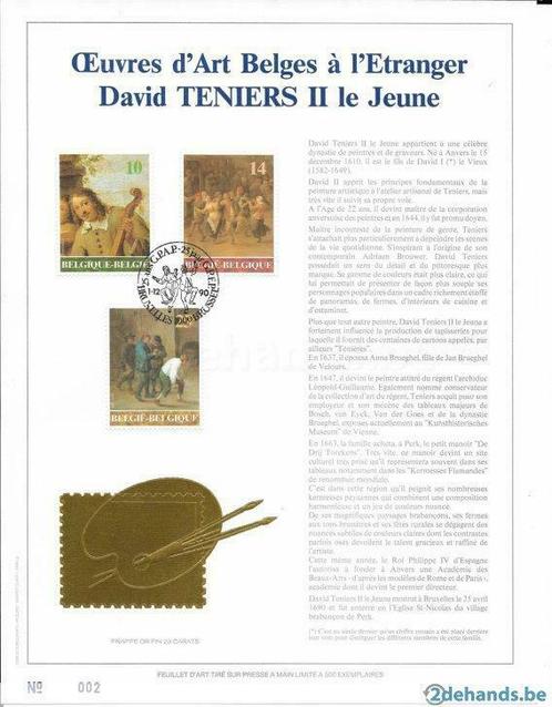 postzegels belgië-  kunstblad- schilderijen david teniers II, Timbres & Monnaies, Timbres | Europe | Belgique, Oblitération 1er jour