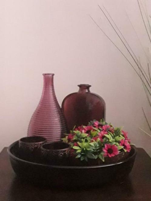 Decoratieve schaal compositie in gekleurd glas, Huis en Inrichting, Woonaccessoires | Vazen, Zo goed als nieuw, Overige kleuren