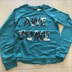 Petrolkleurige sweater ‘Awesome’ in pailletten - Bel&Bo -176, Kinderen en Baby's, Kinderkleding | Maat 176, Meisje, Trui of Vest