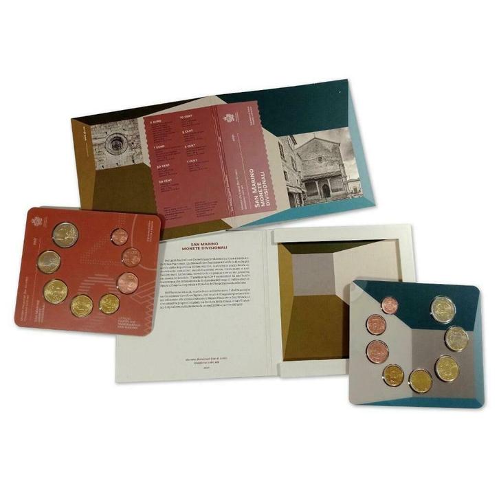 BU set San Marino 2021 Blister - 1 cent tm 2 euro, Timbres & Monnaies, Monnaies | Europe | Monnaies euro, Série, Autres valeurs