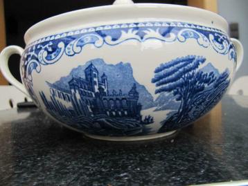 Delfts blauw porselein, soepkom met deksel, Castillo, Enlèvement ou Envoi