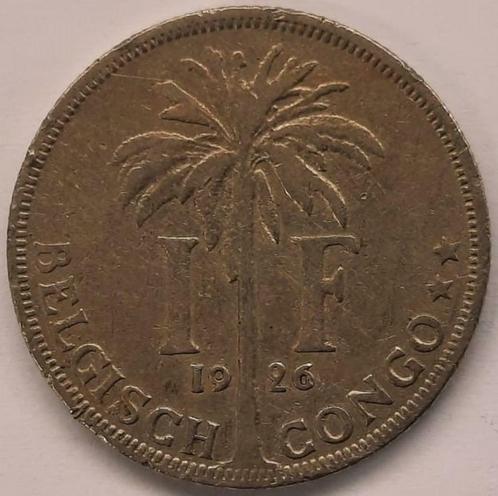 Belgisch Congo - 1 frank - 1926, Postzegels en Munten, Munten | Afrika, Losse munt, Overige landen, Ophalen of Verzenden