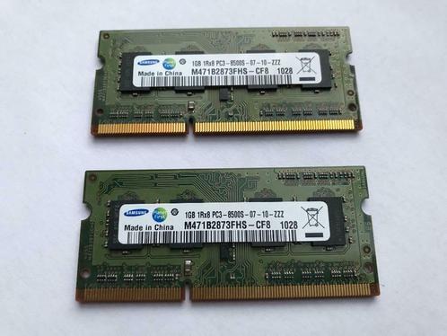 Samsung SO-DIMM kit 2x1GB DDR3-1066 (ok voor laptops en Mac), Computers en Software, RAM geheugen, Zo goed als nieuw, Laptop, 2 GB