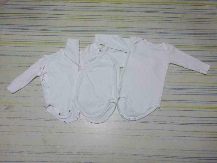 Body's Wit Mt 50, 56, 62, 67 Lange mouw 3 st/1 euro, Kinderen en Baby's, Babykleding | Maat 50, Gebruikt, Nacht- of Onderkleding