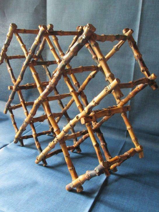 Uniek oud wijnrek in bamboe, jaren 20 of 30., Antiek en Kunst, Curiosa en Brocante, Ophalen of Verzenden
