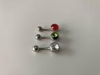 Piercing diamant blanc, rouge, multicolore, Bijoux, Sacs & Beauté, Piercings, Comme neuf, Argent, Avec strass, Piercing nombril