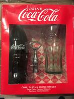 Coca cola fles met glas en opener in verpakking, Nieuw, Verpakking, Ophalen
