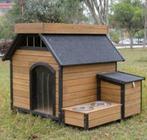 Niche avec gamelles et rangement + toit végétal Niche xl, Envoi, Neuf, Niche à chien