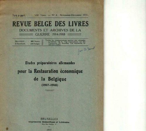 Revue belge des livres documents et archives de la guerre 19, Livres, Histoire nationale, Utilisé