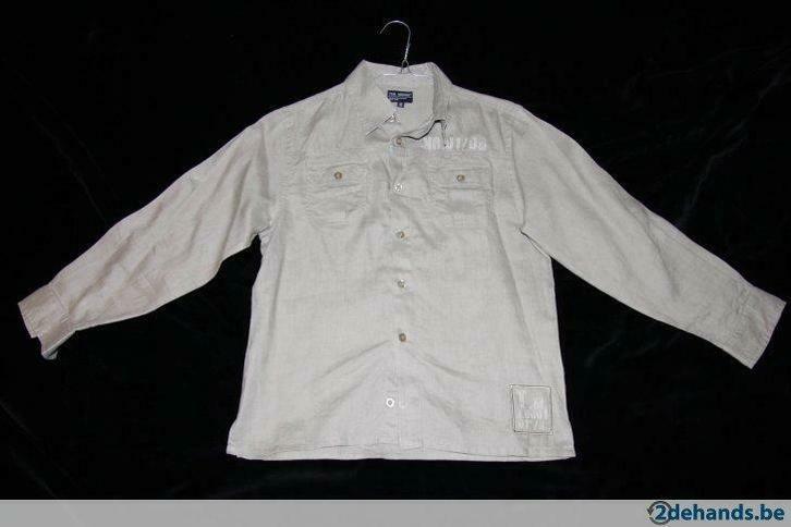 Chemise garçon en lin beige foncé avec inscription, M: 9 à 1, Enfants & Bébés, Vêtements enfant | Taille 140, Utilisé, Garçon