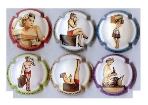 Champagne capsules - Bigault-Roualet  7 Les Pin'up (L 6204), Collections, Collections Autre, Comme neuf, Envoi