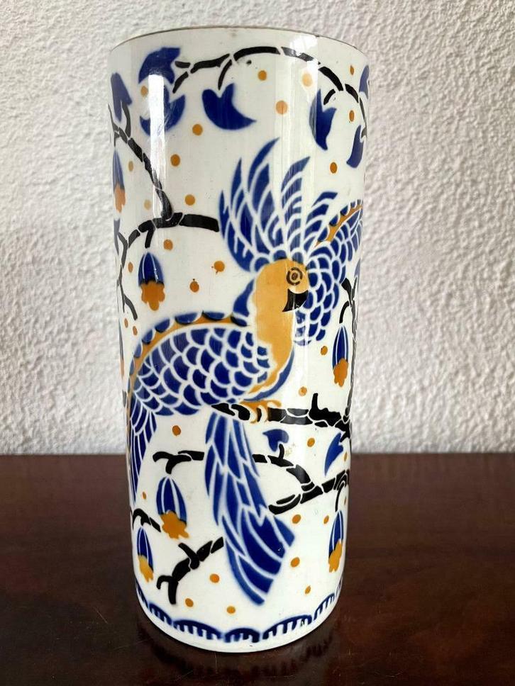 Keller et Guerin Lunneville – Art Deco vaas met papegaai, Antiek en Kunst, Antiek | Keramiek en Aardewerk, Ophalen of Verzenden