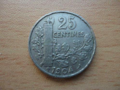 25 centimes France 1904 en très bon état PATEY, 2e TYPE munt, Timbres & Monnaies, Monnaies | Europe | Monnaies non-euro, Série