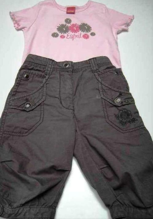 Pantalon genou marron + T-shirt rose - Esprit - taille 104., Enfants & Bébés, Vêtements enfant | Taille 104, Comme neuf, Fille