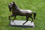 Groot bronzen paard op marmeren voet, Ophalen of Verzenden, Brons