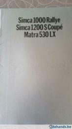 officiële dealers brochure simca 1000 rallye / simca 1200s c
