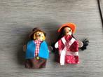 Marionnettes à doigts vintage, avec têtes en bois, Collections, Jouets miniatures, Comme neuf, Enlèvement ou Envoi