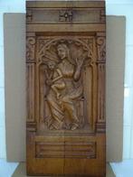 Antiek houtsnijwerk altaar paneel Maria en Jezus 1800-1850, Antiek en Kunst, Antiek | Religieuze voorwerpen, Ophalen of Verzenden