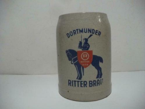 Bierpot Dortmunder Ritter Brau 0,25 l bierkruik blauw grijs, Verzamelen, Biermerken, Zo goed als nieuw, Pul(len), Overige merken