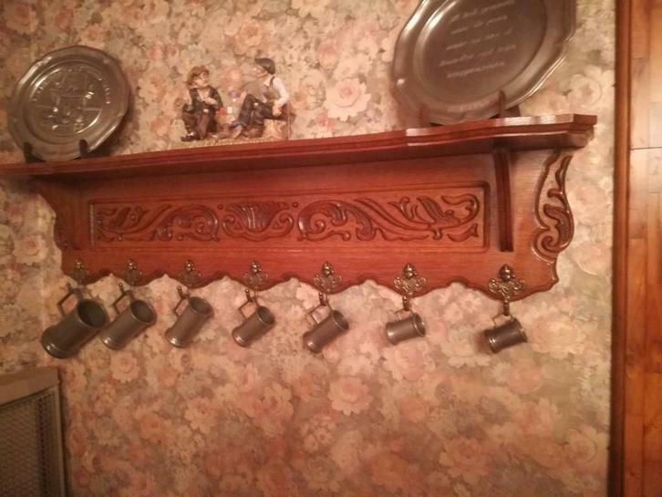 Zeer mooie antieke kapstok met tinnen kannetjes, Huis en Inrichting, Woonaccessoires | Kapstokken, Zo goed als nieuw, Ophalen