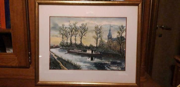 Aquarel ondertekend Robin, Antiek en Kunst, Kunst | Schilderijen | Klassiek, Ophalen