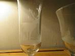 Set Cerf gegraveerde champagne en wijnglazen, Huis en Inrichting, Glas of Glazen, Ophalen of Verzenden, Effen, Glas