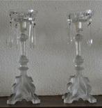 VSL kandelaars met schaaltjes 29 cm, Antiek en Kunst, Ophalen of Verzenden, Kristal