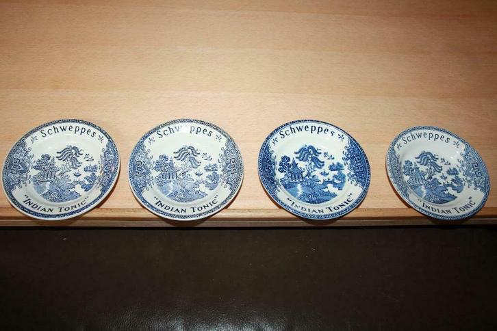 Schweppes - Indian Tonic 4 bordjes, schaaltjes per lot of st, Antiek en Kunst, Antiek | Keramiek en Aardewerk, Ophalen of Verzenden