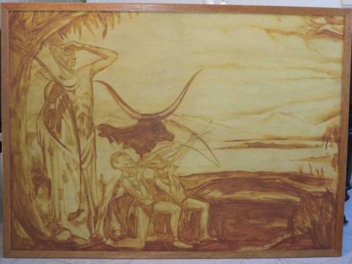 c1930 Fernand ALLARD L'OLIVIER XL studie expo KONGO paneel, Antiek en Kunst, Kunst | Schilderijen | Klassiek, Ophalen