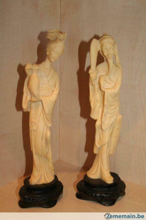 2 Statues couple chinois, Antiquités & Art, Art | Sculptures & Bois