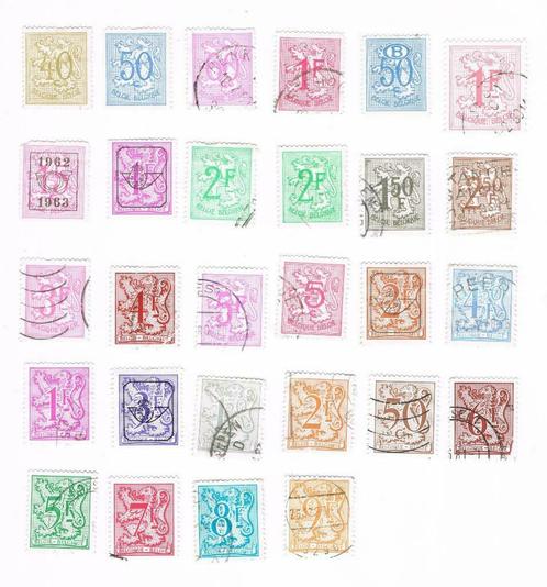 28 postzegels Belgie cijfer heraldieke leeuw, 19 priorzegels, Timbres & Monnaies, Timbres | Europe | Belgique, Croix-Rouge, Enlèvement ou Envoi
